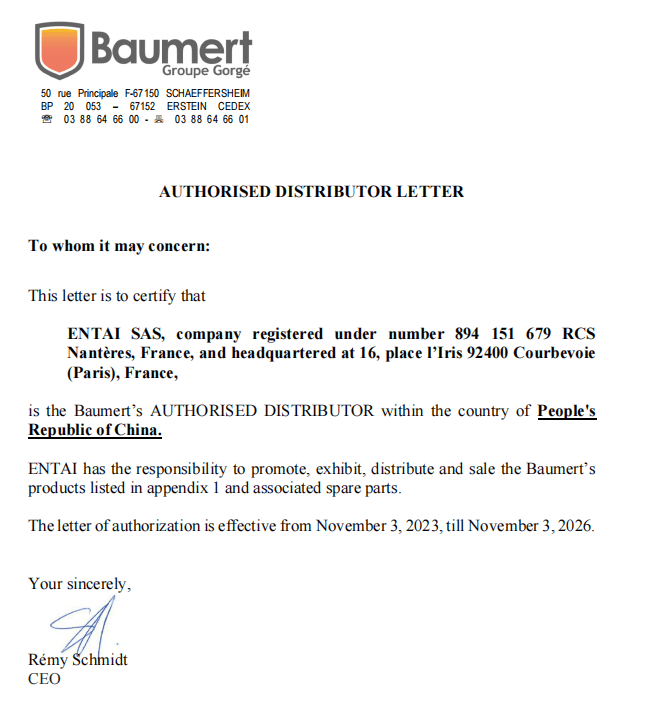 Lettre de distribution Baumert